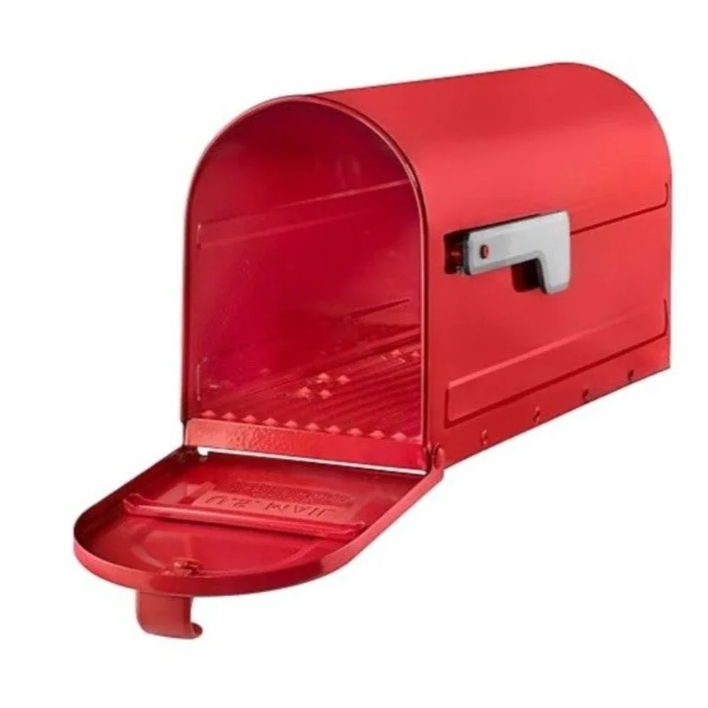 Architectural Mailboxes 7600R MB1 Post Mount Mailbox - Red with Silver Flag -...